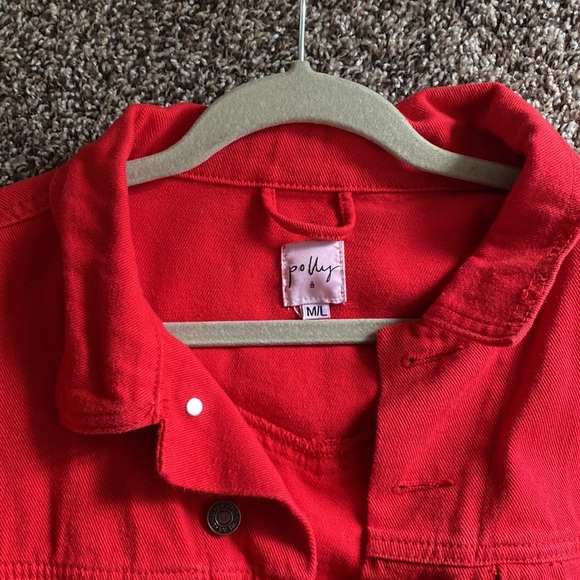 Red denim jacket - Picture 2 of 3
